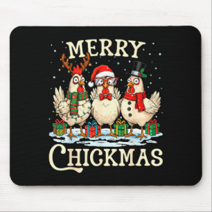 Chicken Christmas Santa Hat Merry Chickmas Xmas Fa Mouse Pad