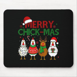 Chicken Christmas Santa Hat Merry Chickmas Xmas Fa Mouse Pad