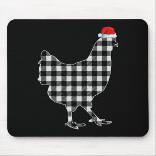 Chicken Christmas Shirt Black And White Buffalo Pl Mouse Pad