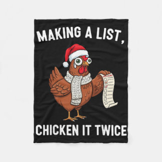 Chicken Christmas Shirt, Making A List Chicken It  Fleece Blanket