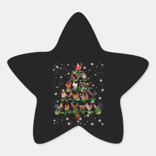 Chicken Christmas Tree Covered By Flashlight Star Sticker