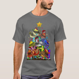 Chicken Christmas Tree Farm Hen Rooster Merry Chri T-Shirt
