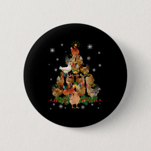 Chicken Christmas Tree Lights Funny Chicken Xmas 6 Cm Round Badge