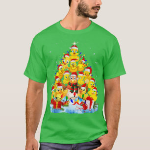 Chicken Christmas Tree Lights Funny Chicken Xmas T-Shirt