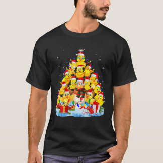 Chicken Christmas Tree Lights Funny Chicken Xmas T-Shirt