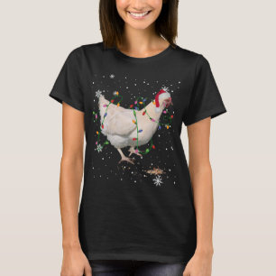 Chicken Christmas Tree Lights Funny Farmer Chicken T-Shirt