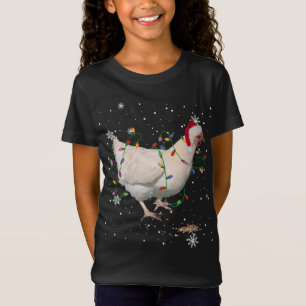 Chicken Christmas Tree Lights Funny Farmer Chicken T-Shirt