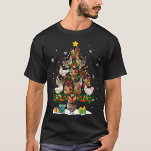 Chicken Christmas Tree Lights Funny Xmas Chicken L T-Shirt