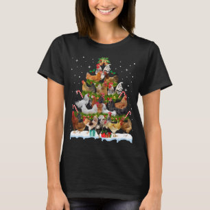 Chicken Christmas Tree Lights Funny Xmas Deco Chic T-Shirt