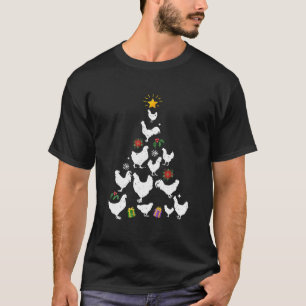 Chicken Christmas Tree Lights Love Chicken Farmer T-Shirt