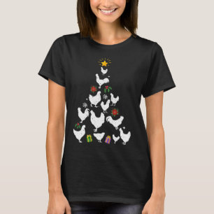 Chicken Christmas Tree Lights Love Chicken Farmer  T-Shirt