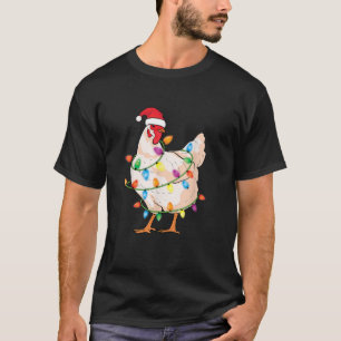 Chicken Christmas Tree with Santa Hat Farmer Funny T-Shirt