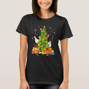 Chicken Christmas Tree X-Mas Santa Hat Farmer Love T-Shirt