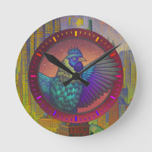 Chicken circle design round clock