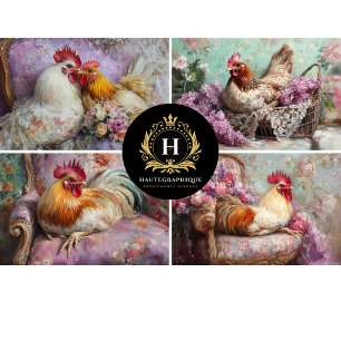 Chicken Collage Decoupage Tissue Paper