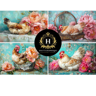 Chicken Collage Decoupage Tissue Paper