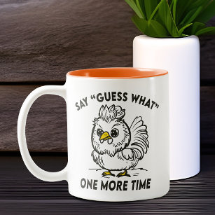 Chicken Comic Funny Angry Guess What Rooster Humou Two-Tone Coffee Mug