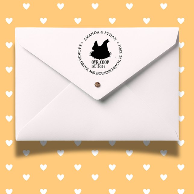 Chicken Coop Farmer Theme Self-inking Stamp (Personalize your farm stationery with this Chicken Coop Farmer Theme Self-inking Stamp)