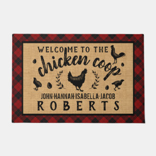 Chicken Coop Hen Red Buffalo Check Plaid Country L Doormat