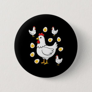 Chicken Coop Queen Hen With Little Hens And Sunny  6 Cm Round Badge