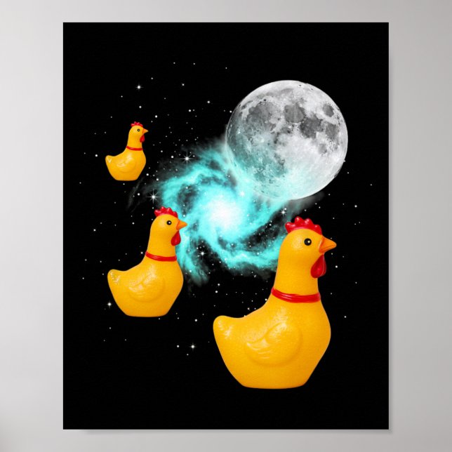 Chicken Cosmic Chickens Moon Patrol  Poster (Front)