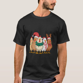 Chicken Covered In Christmas Lights Funny Christma T-Shirt