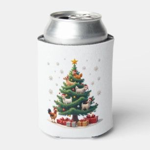 Chicken Cow Goat Horse Farm Animal Farmer Christma Can Cooler