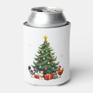 Chicken Cow Goat Horse Farm Animal Farmer Christma Can Cooler