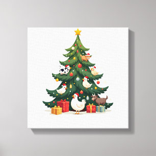 Chicken Cow Goat Horse Farm Animal Farmer Christma Canvas Print