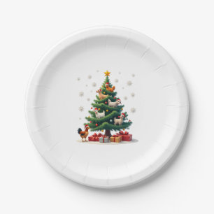 Chicken Cow Goat Horse Farm Animal Farmer Christma Paper Plate