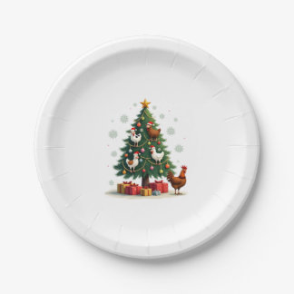 Chicken Cow Goat Horse Farm Animal Farmer Christma Paper Plate