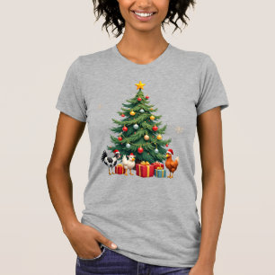 Chicken Cow Goat Horse Farm Animal Farmer Christma T-Shirt