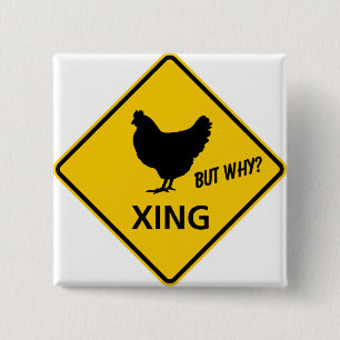 Chicken Crossing Highway Sign 15 Cm Square Badge