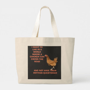 CHICKEN CROSSING  LARGE TOTE BAG