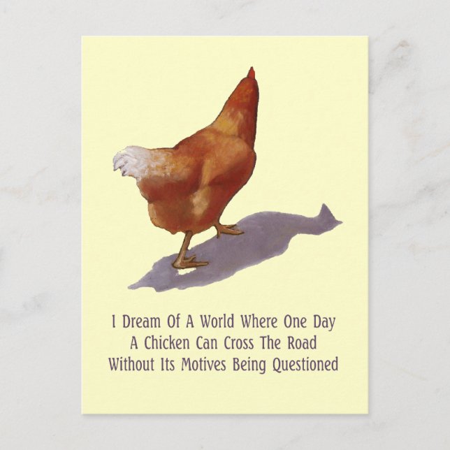 Chicken Crossing Road: Funny: Artwork Postcard (Front)