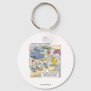 Chicken Crossing Road Funny Key Chain