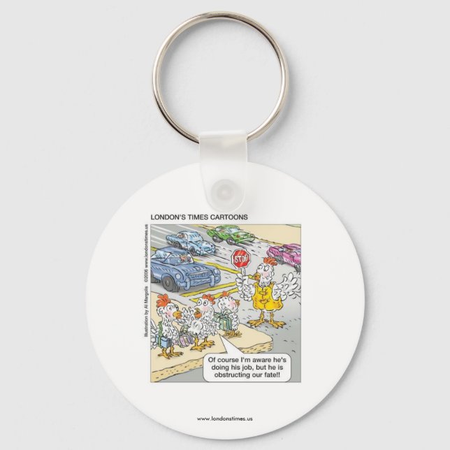 Chicken Crossing Road Funny Key Chain (Front)