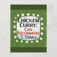 Chicken Curry Review 5 Stars Postcard