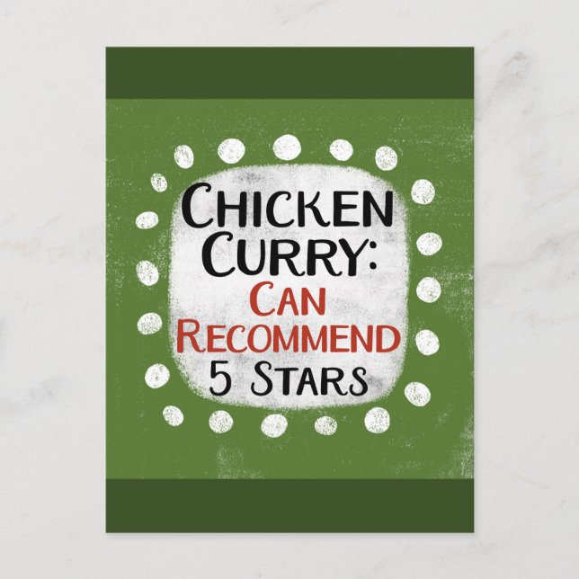 Chicken Curry Review 5 Stars Postcard (Front)