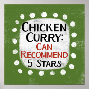 Chicken Curry Review 5 Stars Poster Wall Art