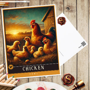 Chicken   Cute Family Vintage Animal Postcard