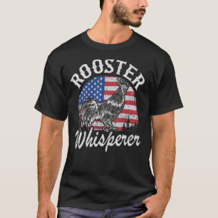 Chicken Dad Farmer Daddy Us Flag Rooster Whispere T-Shirt