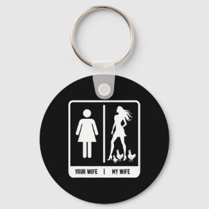 Chicken Dad - Funny Father's Day Rooster My Wife F Key Ring