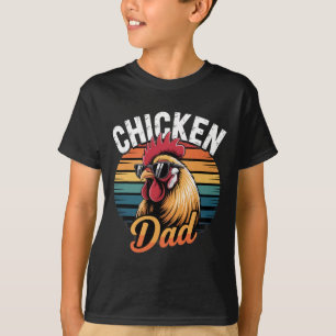 Chicken Dad Funny Rooster Retro Sunset Vintage Far T-Shirt