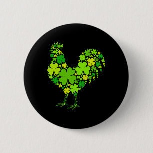 Chicken Dad St Patricks Day Irish Farmer Shamrock 6 Cm Round Badge