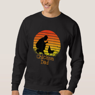 Chicken Dad Vintage Retro Sunset Chicken Farmer Sweatshirt