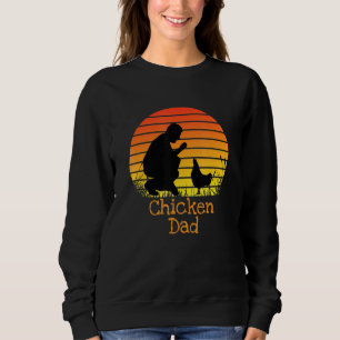 Chicken Dad Vintage Retro Sunset Chicken Farmer Sweatshirt