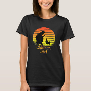 Chicken Dad Vintage Retro Sunset Chicken Farmer T-Shirt