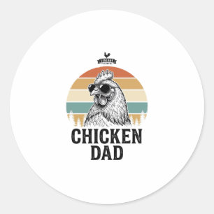 Chicken Dad Vintage Sunset Funny Chicken Lover Shi Classic Round Sticker
