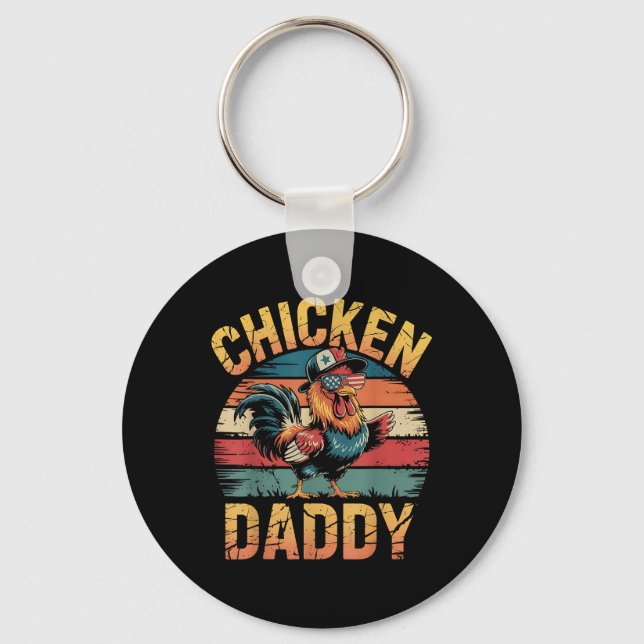 Chicken Daddy Funny Farmer For Men  Key Ring (Front)